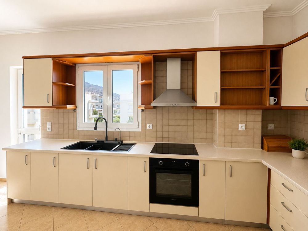 Kitchen worktop with oven and induction hob