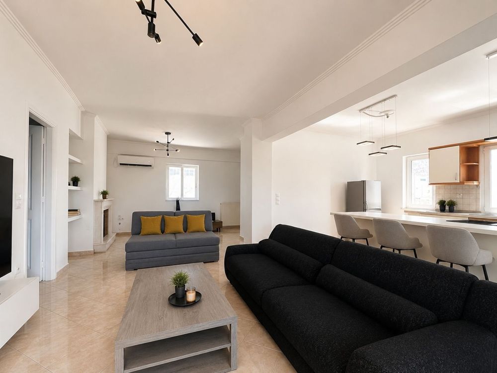 Open-plan living room and kitchen